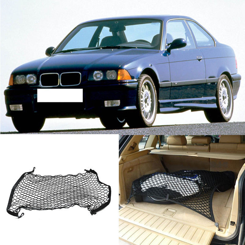 

For BMW M3 Car Vehicle Black Rear Trunk Cargo Baggage Organizer Storage Nylon Plain Vertical Seat Net