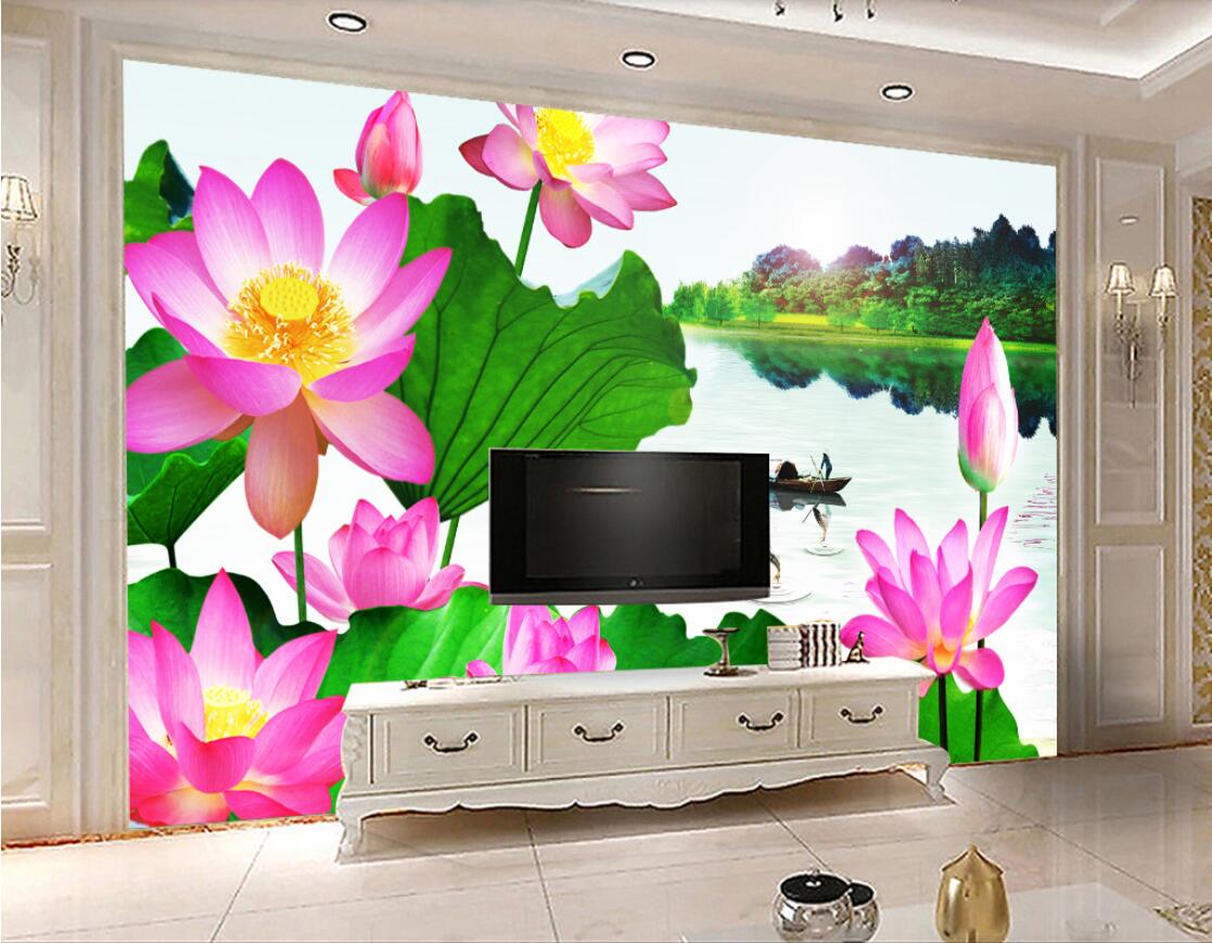 

3d wallpaper custom photo Beautiful landscape lotus nine fish picture landscape 3D TV background wall murals wallpaper for walls 3 d, Picture shows