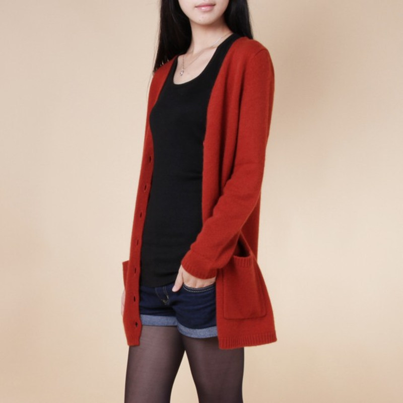 

2018 new cardigan women spring autumn long cardigan lady cashmere material loose sweater for female outerwear coat with pockets D1892001, Gemstone blue