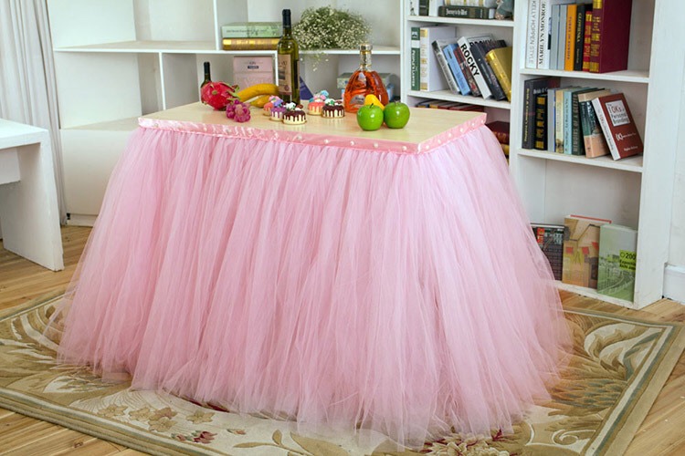 91cmx80cm Tulle Table Skirt Diy Tutu Tableware Skirts Wedding