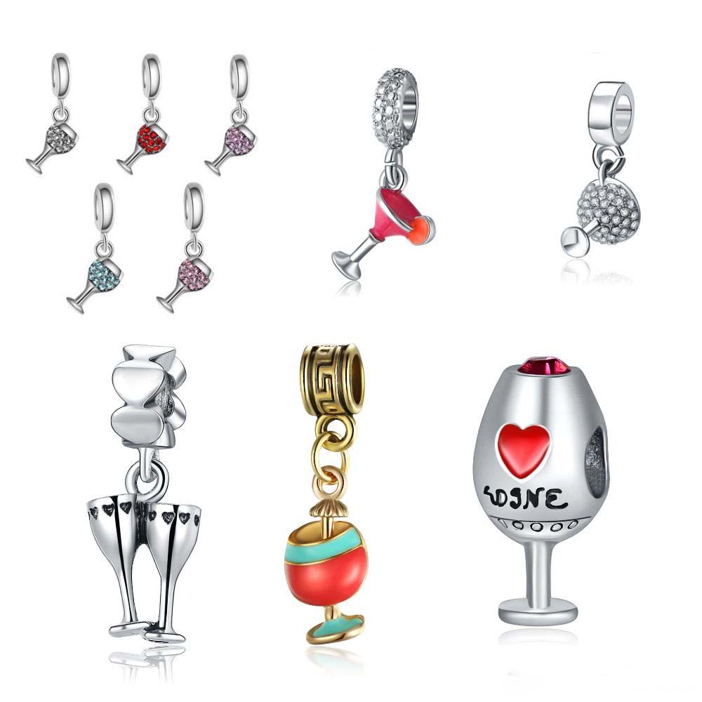 GOBLET CHALICE CUP silver tone charm clip on lobster clasp for charm bracelets