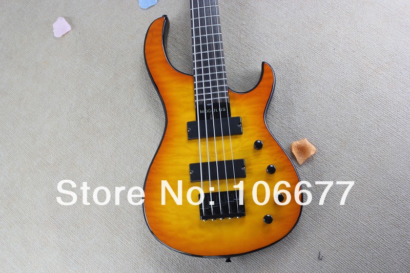 EMS Free shipping !! 2013 New Arrival High Quality MODULUS 5 Strings Active Pickups Bass Guitar Orange Water Ripple In Stock-image-424666055
