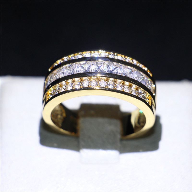 

Luxury 10KT Yellow Gold Filled Wedding Ring White Sapphire CZ Men Fashion Jewelry for Engagement Party Gift Size8-12