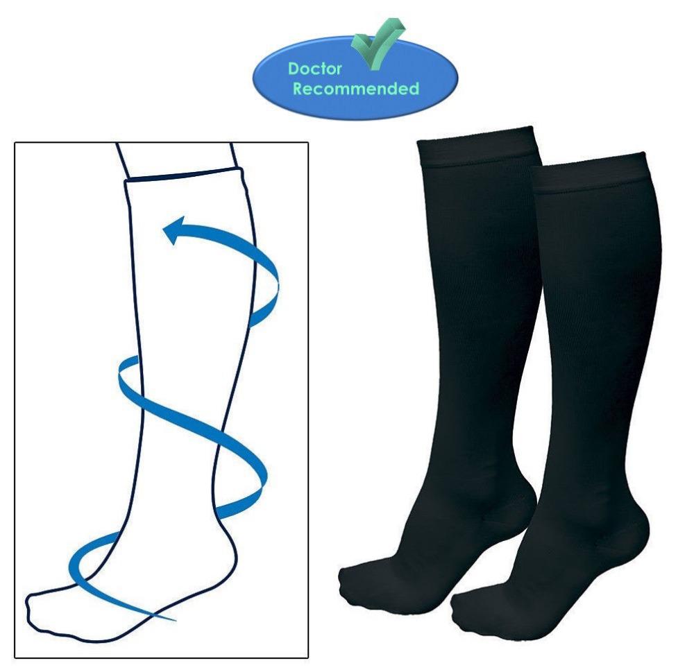 

Wholesale-Wholesale 10PCS=5 Pairs Unisex Varicose Vein Stocking Running Travel Knee High Relief Support Compression Socks Black/White