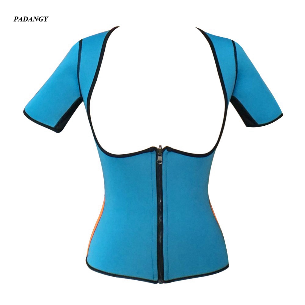 

2017 PADAUNGY Neoprene Top Slimming Buidling Shaperwear Waist Trainer Shaper Zipper Ultra Ladies Underwear Corrective Bodyshaper, Blue
