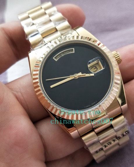 

41mm To Luxury Quality Day Date 18k yellow Gold Black Dial 118208 Automatic Movement Men's Movement Watch Men's Casual Watches