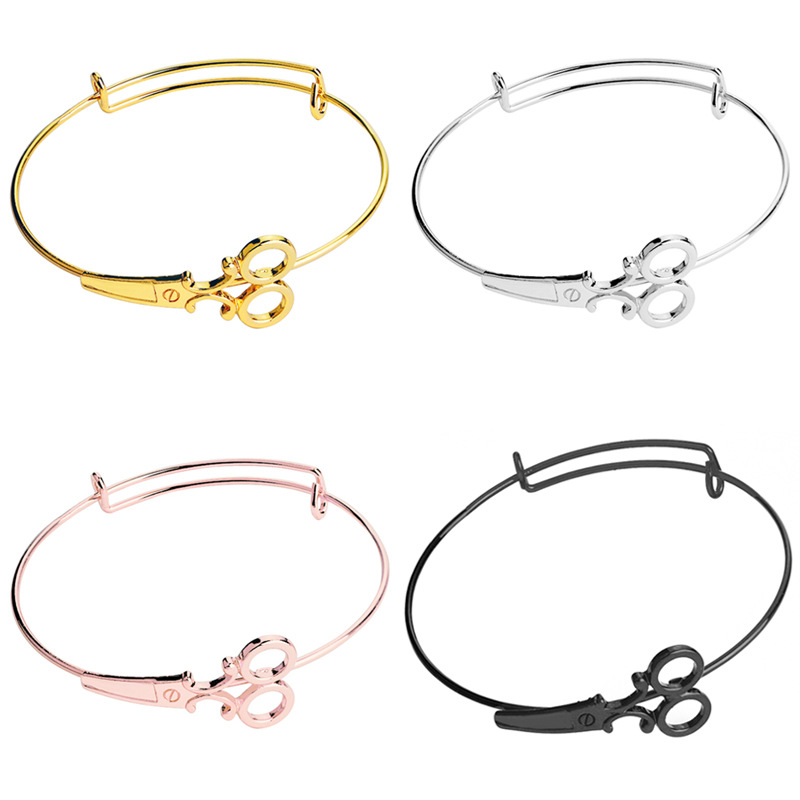 Ciseaux en forme de bracelet à breloques en alliage réglable Bracelets en or or rose or noir manchette bracelet créatif mode bijoux