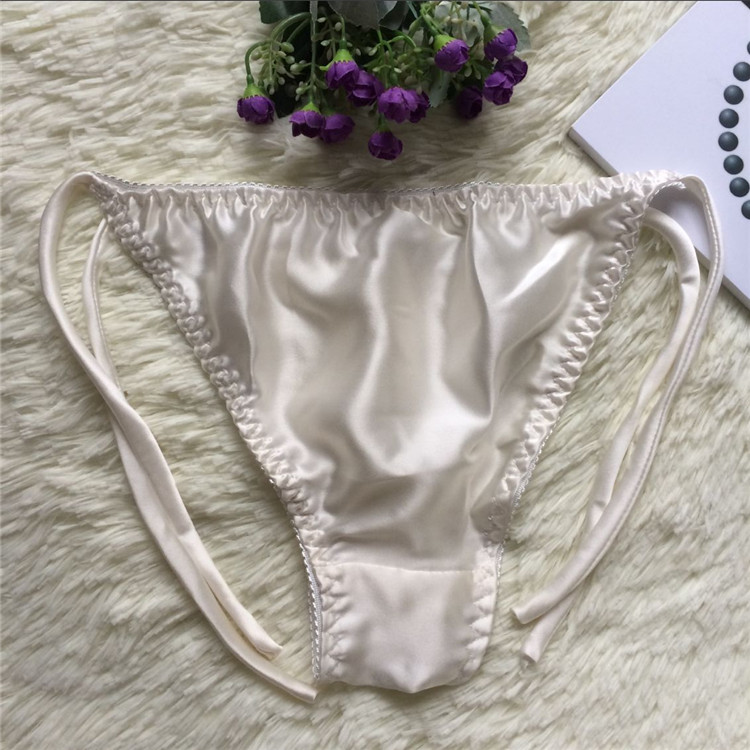 

#S505 Wholesale free shipping 5pcs/lot 100% silk female ladies sexy underwear briefs lace underwear adjust waist lingerie underpants panties, Black