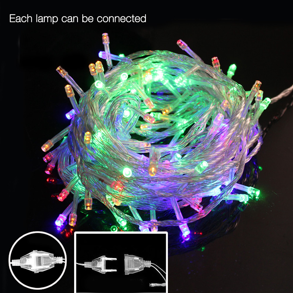 

33FT 100 Led string light 10m 220V 110V christmas RGB warm white Tail EU/US plug holiday wedding decoration lights garland