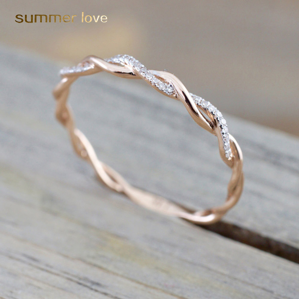

new arrivals female fashion crystal rhinestone ring jewelry women round braided twist stackable rings women wedding party drop