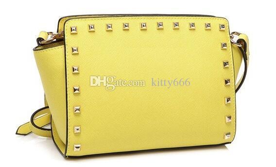 

Europe and America brand new women's handbag Fashion women messenger bag rivet single shoulder bag High quality female bags, Sky blue