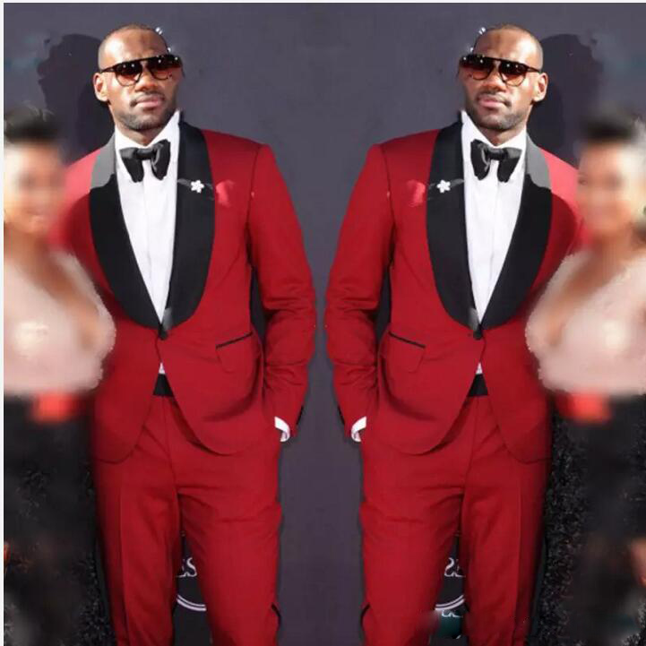 

Red Men Suits With Black Bowtie 2018 Wedding Groom Tuxedos (Jacket+Bow+Pants) Men Suits Custom Made Formal Suit For Wedding Bestmen, Blue