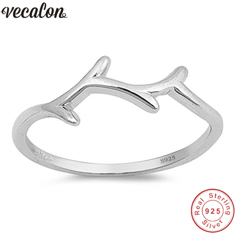 

Vecalon Female Antlers Style Real Soild 925 Sterling Silver ring Engagement wedding Band rings for women men Finger jewelry