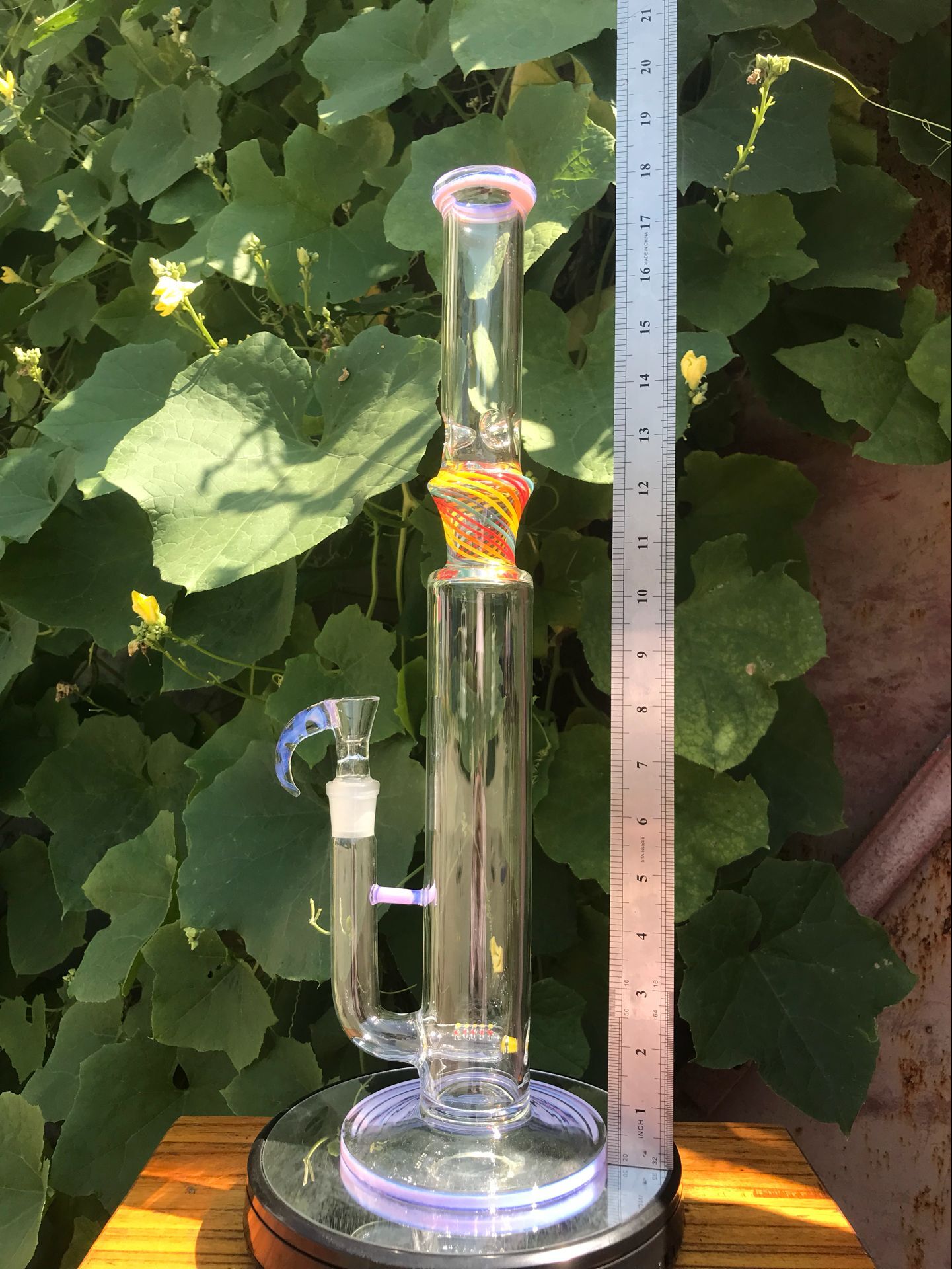 

Hot sales big bongs, 18 inches yellow red color rig bong new product smoking glass water pipewith 19mm bowl free shipping