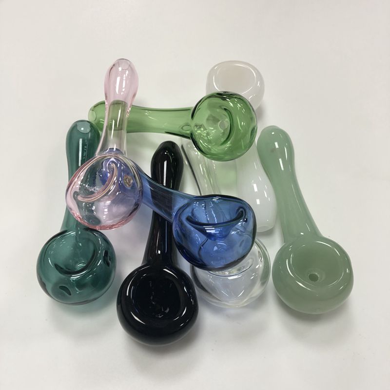 

New Arrival Glass Hand Pipe Pyrex Glass Pipes Smoking Tobacco Hand Pipes Spoon Pipe Dab Tools For Dry Herb HSP01