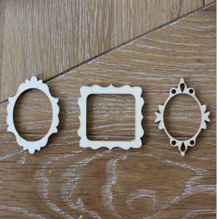 

60pcs Wooden Mini Photo Frame Flourish Wood Crafts Wedding Party DIY Decorations Favors Crapbooking Card Craft Embellishments