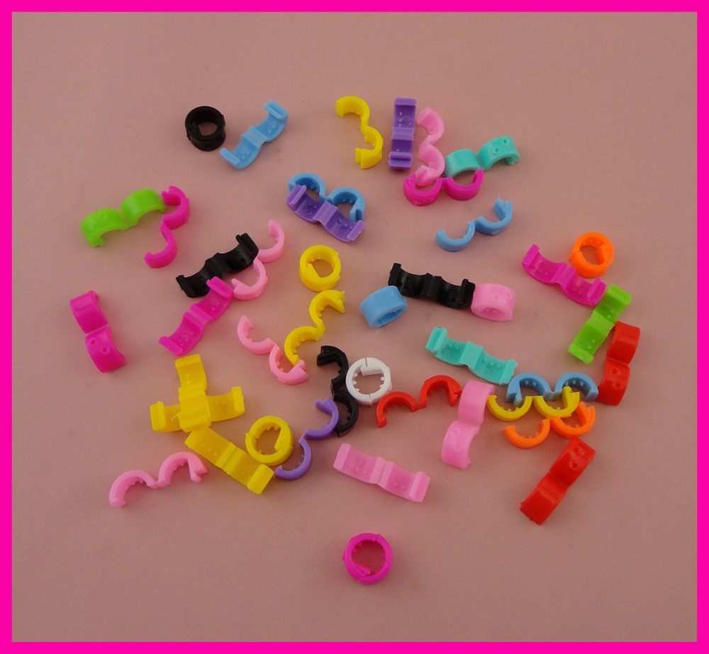 100PCS Mini Plastic Ponytail Cuff holder Teethed snap Circle Ring Ponytail hair Rope Holders,Ties Braids Plaits Fringe bang-image-425296310