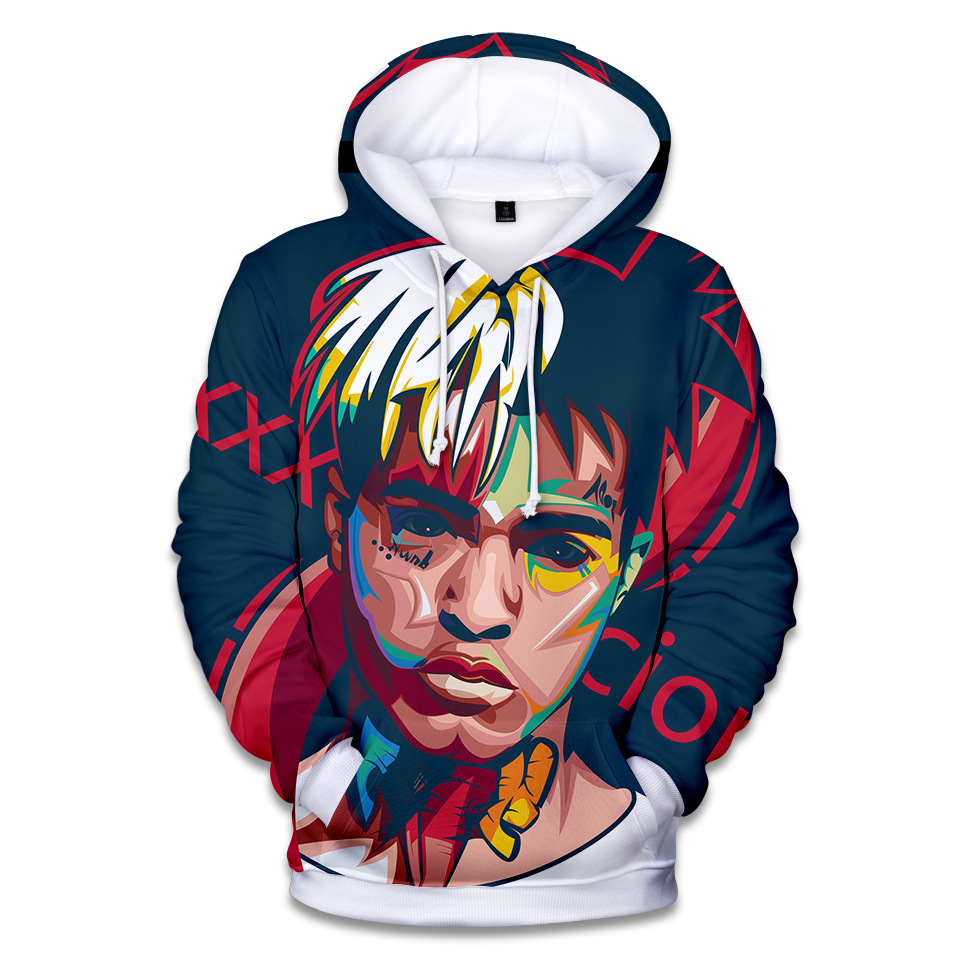 

XXXTENTACION Rapper Mens Pullover Hooded Hoodies Photos 3D Print Loose Sweatshirts Mens Women Hip Hop Streetwear Commemorative Hoodies