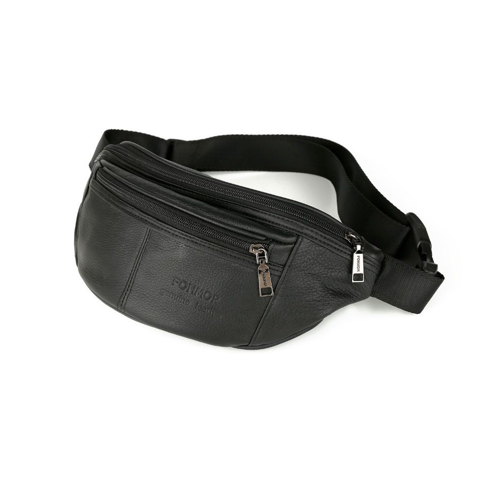 

VSEN FONMOR Men's Waist Packs male Pack Belt Bag Phone Pouch Bags Travel Waist Pack Male Small Bag Leather Pouch, Black
