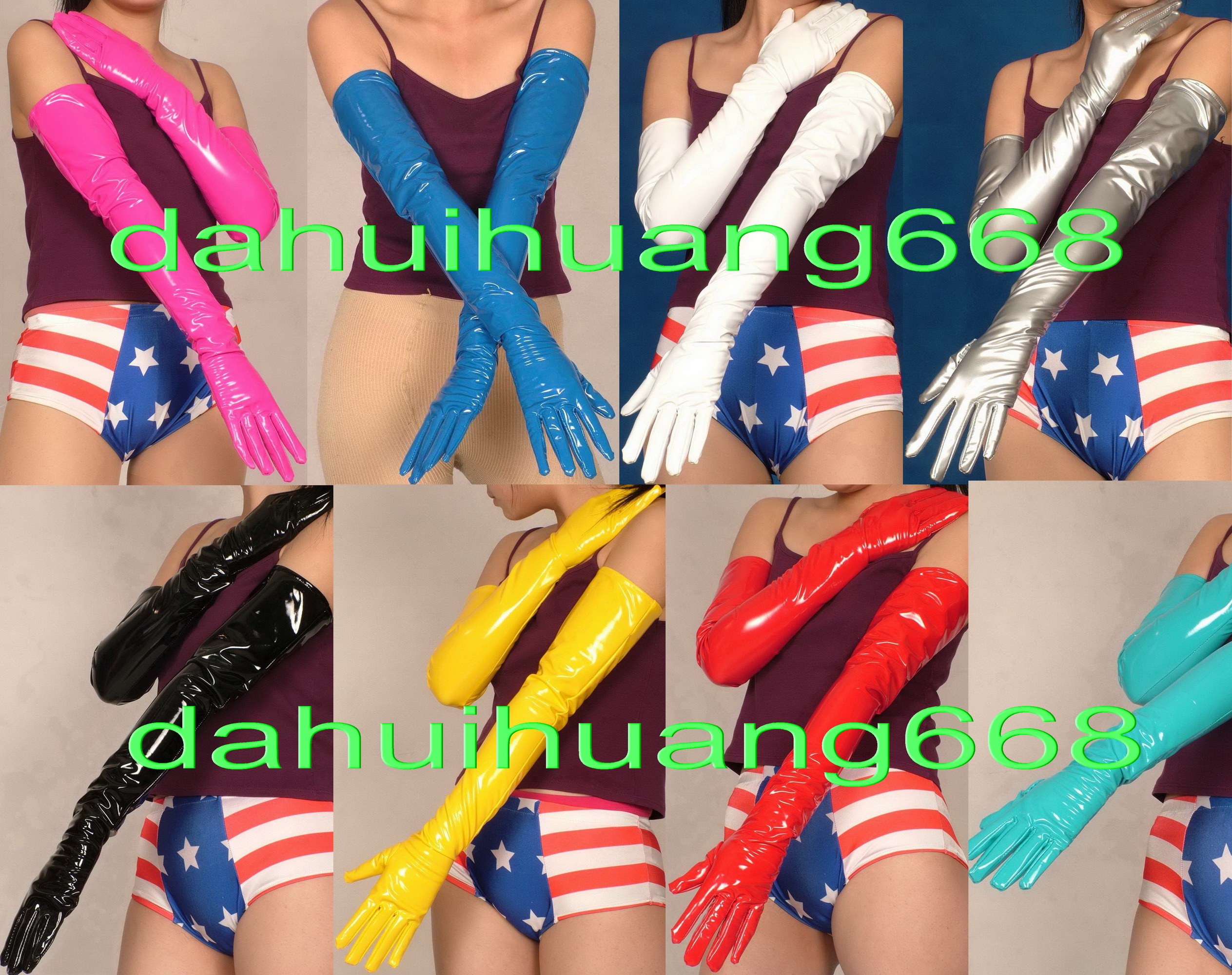 

Sexy PVC Long Gloves New 9 Color Shiny PVC Gloves Unisex Sexy PVC Gloves Halloween Party Fancy Dress Cosplay Costumes DH236, Blue