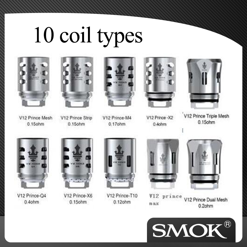 

100% Authentic Smok TFV12 Prince dual Triple max mesh coils head V12 prince coils X2 Q4/M4 x6 T10 coil head