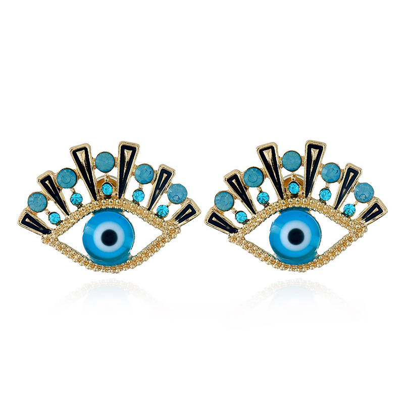 

NEW Blue Eyes Design Charming Earrings with Cubic Zirconia Stud round alloy Earrings Gift for Girl Party Jewelry Gift wholesale