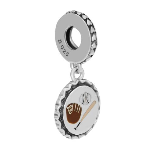 DIY Fits for Pandora Bracelet Charms 925 Sterling Silver Jewelry Baseball Dangle Charm Original Beads for Jewelry Making