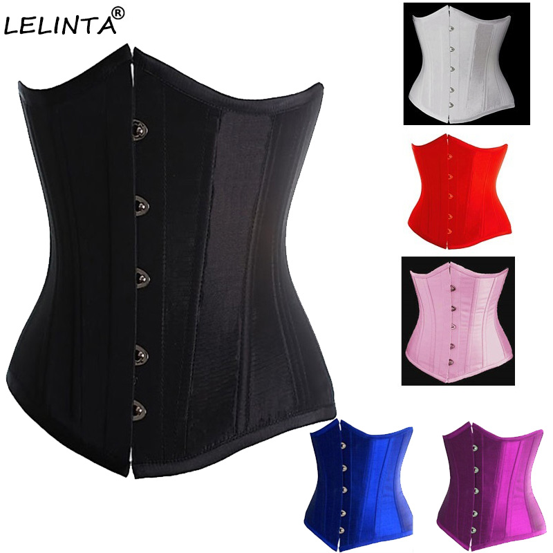 

Black Satin Boned Waist Trainer Corsets And Bustiers Cincher Steampunk Wedding Dress Underwear Sexy Lingerie For Women, Beige