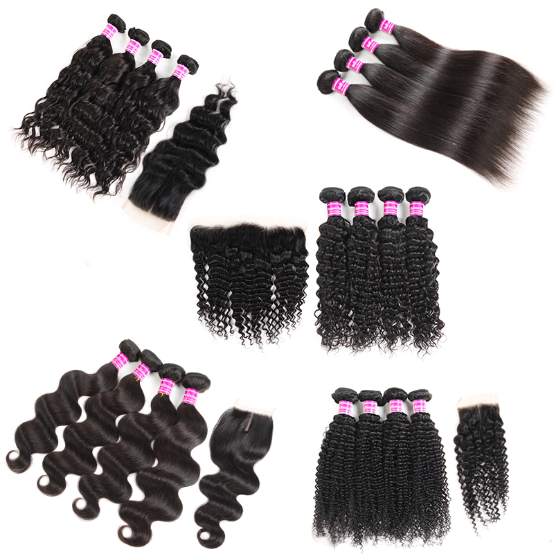 

Cheap 8A Brazilian Human Hair Weaves Straight 4 Bundles With Frontal Body Wave Virgin Human Hair Bundles With Closures Remy Hair Extensions