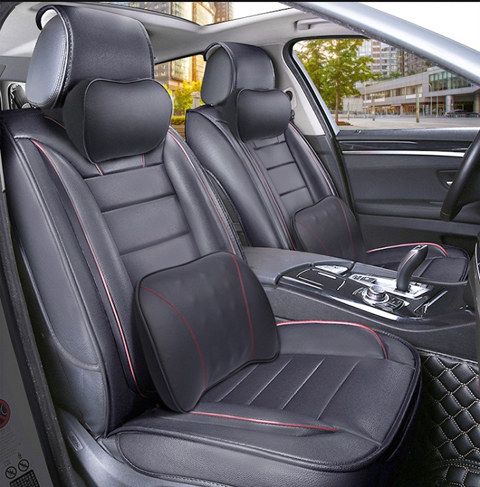 

Auto Car Seat pillow/waist cushion headrest Universal Fit SUV sedans front/back seat automotive parts Space Memory Foam genuine leather