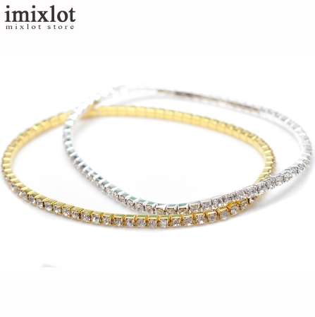 

One Row Clear Crystal Tennis Silver Gold Stretch Anklet Foot Chain Leg Bracelet Rhinestone Ankle Bracelet tornozeleira femininas, Red;blue