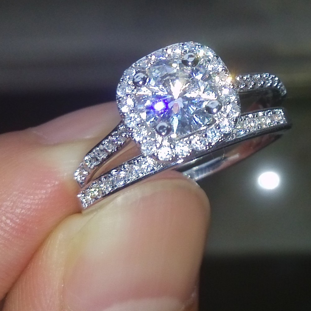 

Fashion Jewelry Sparkling Jewellery Diamond cz 10KT White Gold Filled Wedding Ring Set Sz 5-10 Gift Free shipping