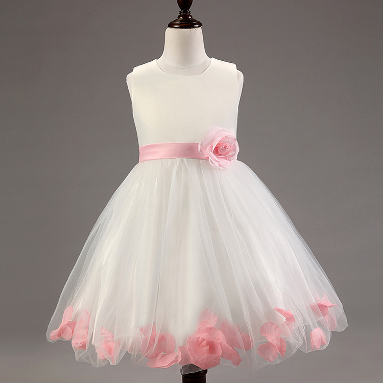 

Flower Petals Girls Party Dress Children Baby Wedding Party Flower Girl Dresses 2018 New Designs Prom Gown Princess Costume Made, Blue