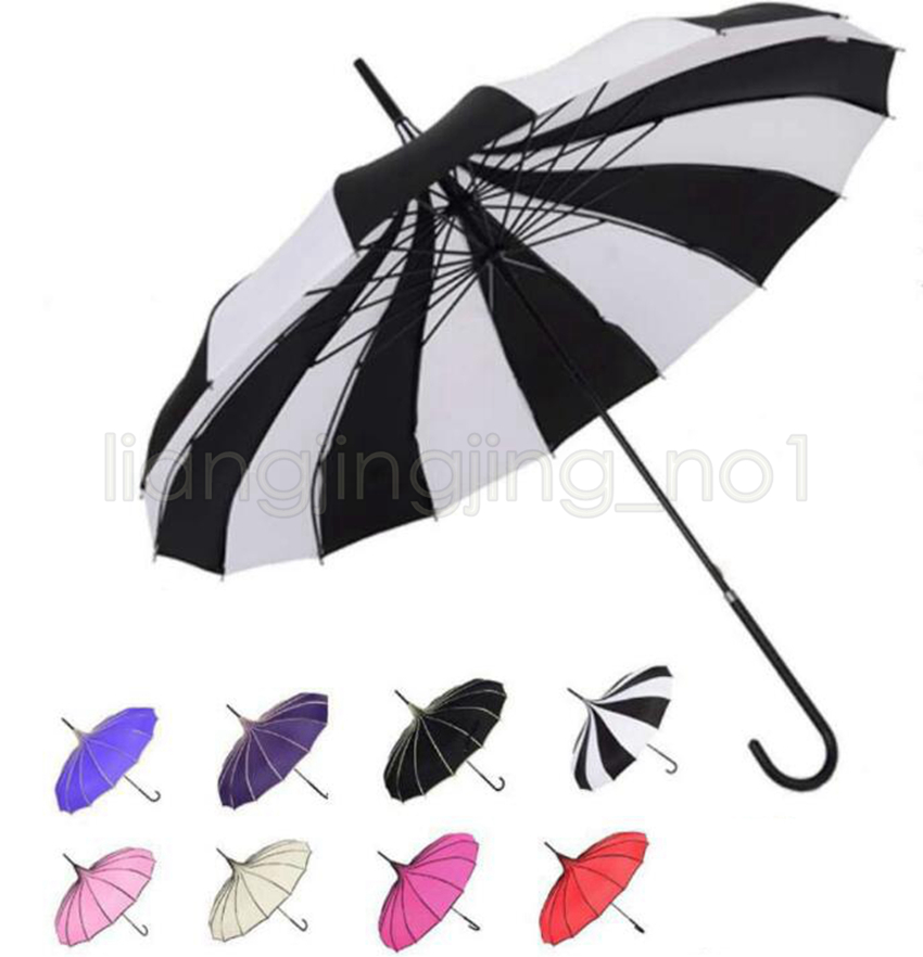 

Umbrella Black And White Stripes Long Handle Bumbershoot Pagoda Creative Fresh Photography Umbrellas Straight Rod Bent Handle GGA497 10PCS, 8 colors;please remark