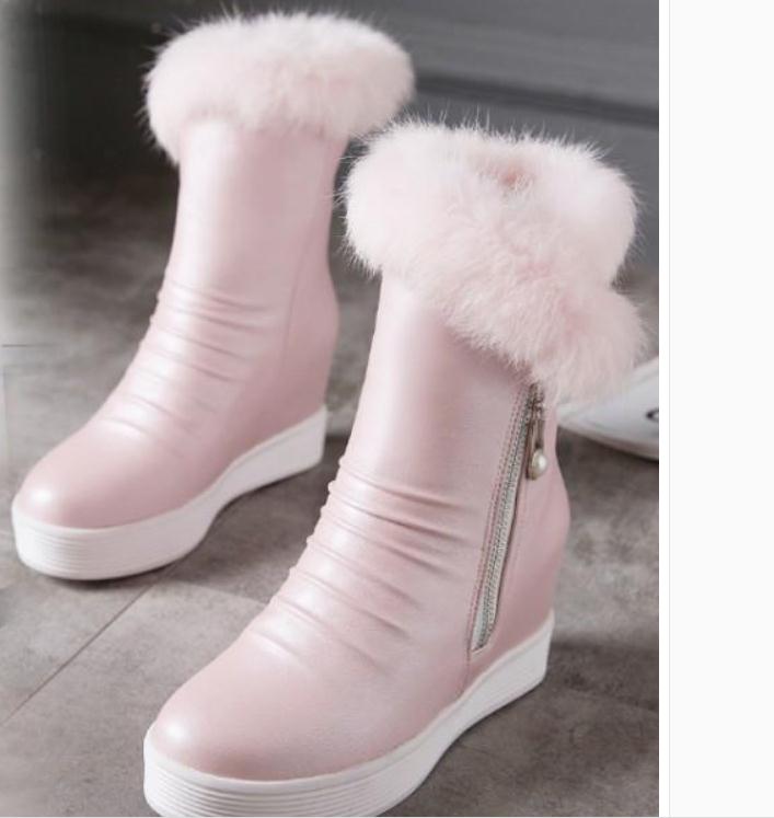 

Free send 2018 Women's Middle barrel boots Thickening winter anti slip thick bottom, Black