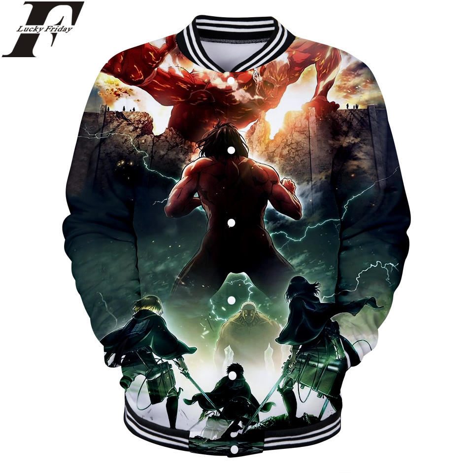 2018 Attaque sur Titan 3D Baseball Veste 2018 Anime Man / Femmes Bombard Veste Manteau d'hiver Vêtements réguliers