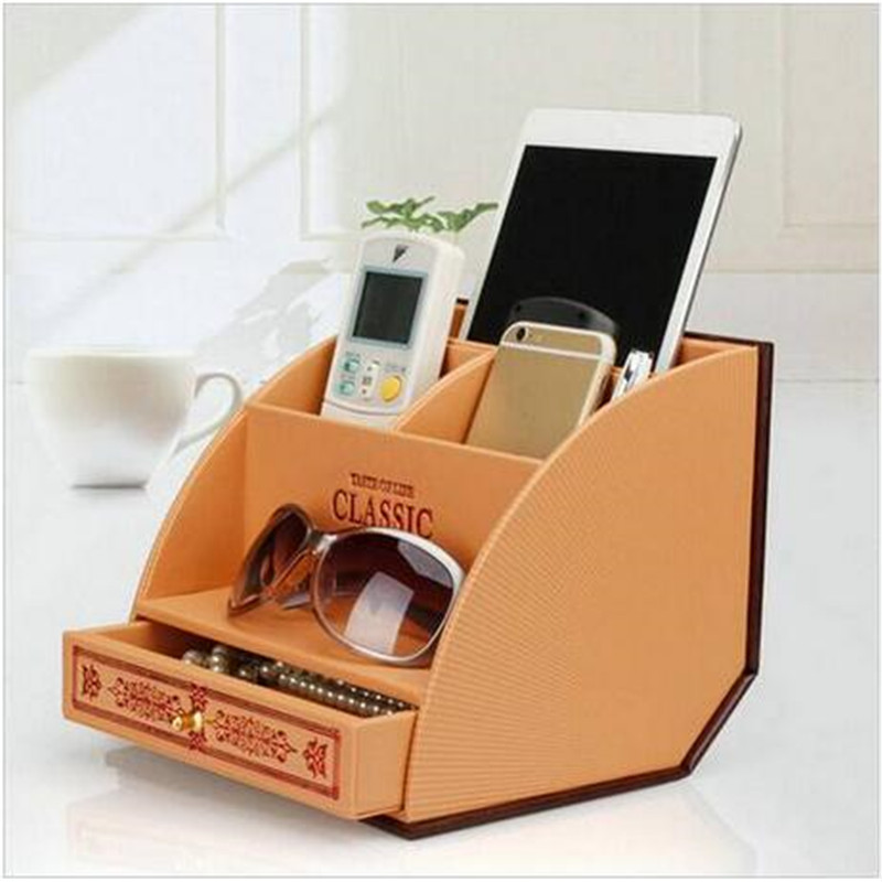 

Wholesales Desk Organizer Makeup Cosmetic Storage Box Book Pattern Remote Control Phone Holder Home Office Storage Case, Multicolor