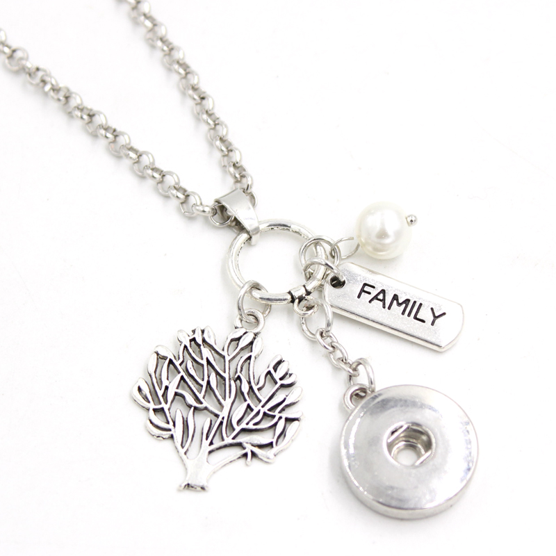 

Wholesale DIY Personalized Gift 18mm Snap Jewelry Family Tree Necklace 18mm Snap pendant Necklaces for women family gift