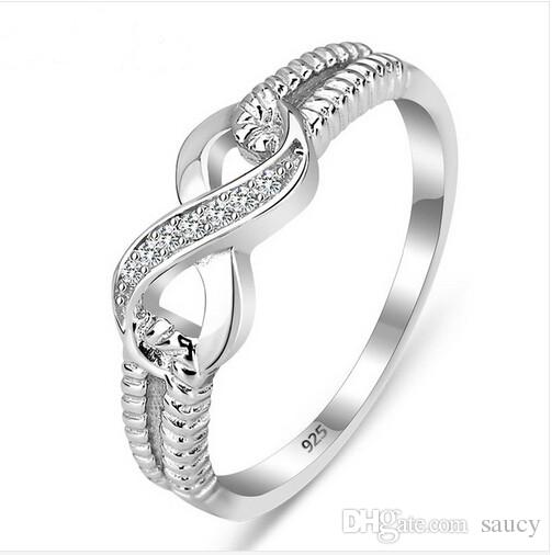 Wholesale-Genuine 925 Sterling Silver Jewelry Designer Brand Rings For Women Wedding Lady Infinity 3.5 Ring Size