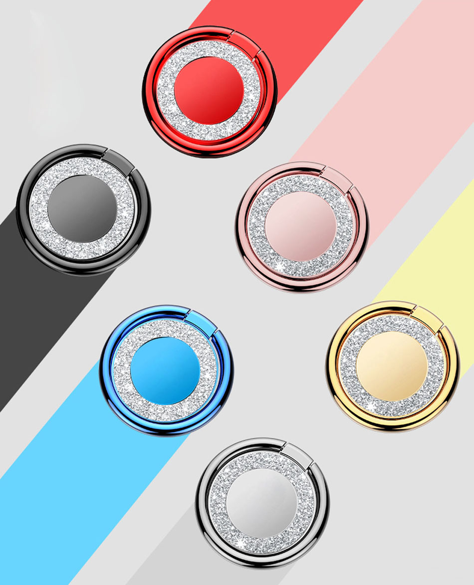 

Universal Bling Finger Ring Holder for iPhone 11 Samsung S10 Case Cover Mobile Phone Stand Accessories Desk Dock Metal Bracket Mount, Mixed color