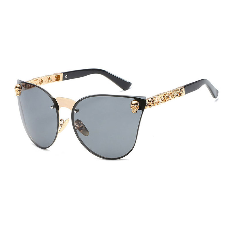 

2018 New Fashion Skull Sunglasses Men Vintage Oversized Rimless Mirror Cat eye Unique Sun Glasses For Female wholesale