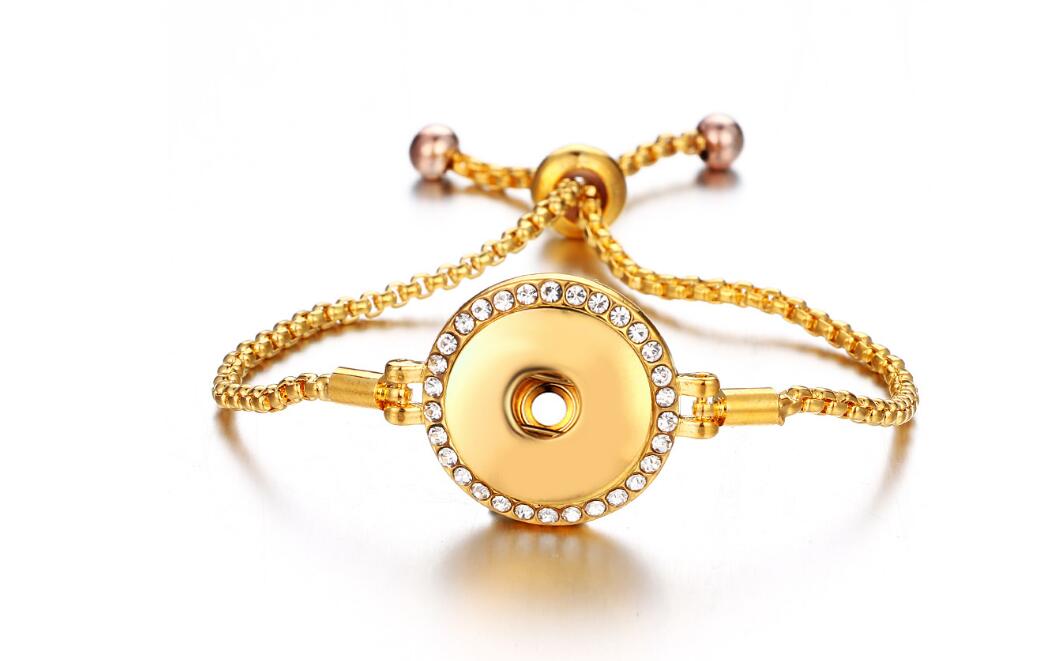 

2018 Hot style rose gold wire drawing can adjust noosa crystal bracelet