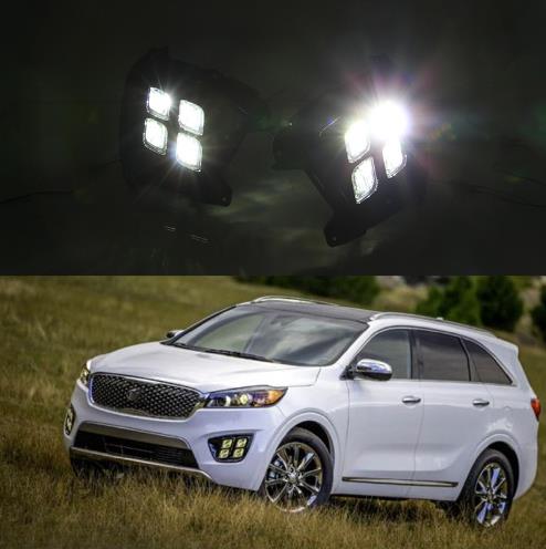 

1 Pair For KIA Sorento 2015 2016 LED DRL fog lamp Daytime Running light fog lamp Daylight car styling, Black
