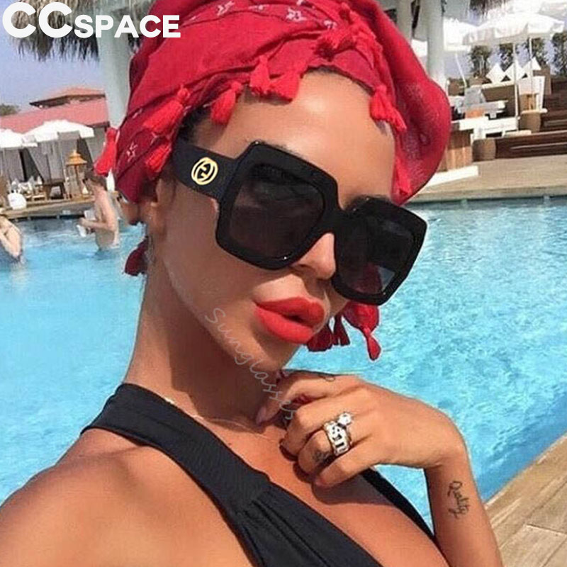 

Oversized Square Sunglasses Women Big Frame UV400 Sun Glasses Metal Hinge Oculos 47805