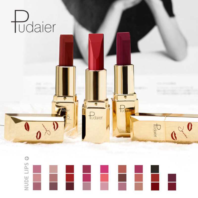 

Pudaier Professional makeup Matte Lipstick Lips Nude Sey Lipstick Lip Waterproof Lipstick Rouge a Levre Mat Lips maquillaje, 26 colors