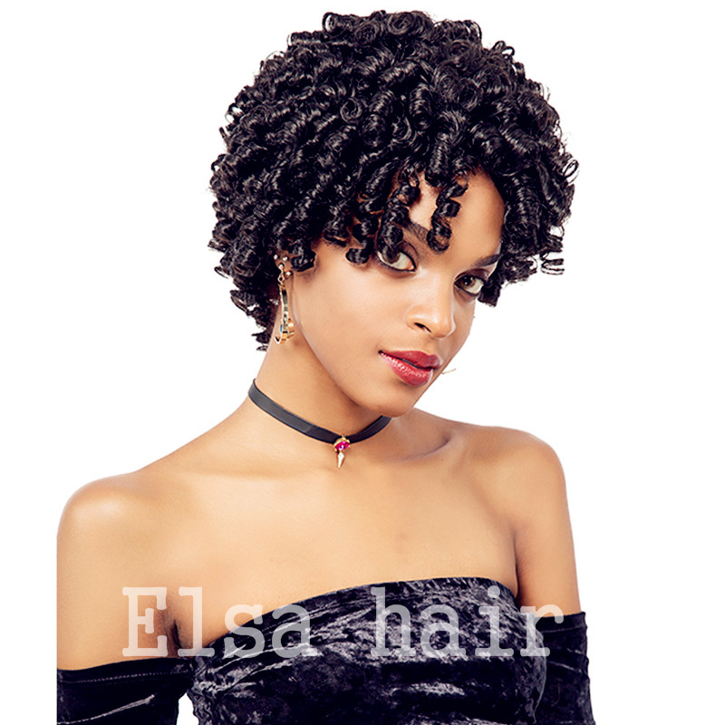 

Afro pixie cut wave humanhair wigs None Lace Front Short HumanKinky Curly brazilian hair Natural black Machine made wig for black women, Color 1b