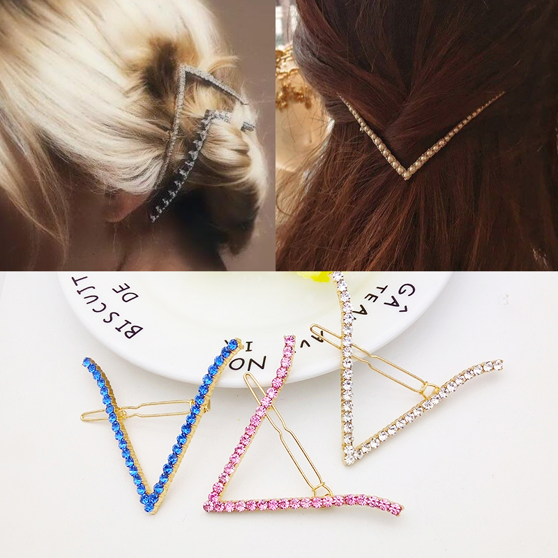 

2018 fashion A type metal Hair clips pretty shiny hairpins