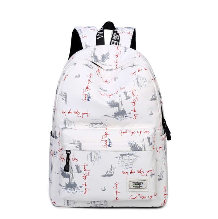 

Schoolbag Canva+Oxford fabric Backpack Leisure fashion Striped backpack Outdoor travel bags High-capacity Knapsack Laptop Backpacks A6, White