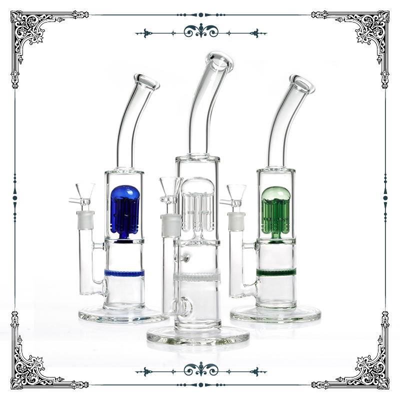 

12 inch glass bong colorful 6 arms perc and honeycomb percolator glass smoking water pipe hookah shisha heady glass bubbler bongs pipes