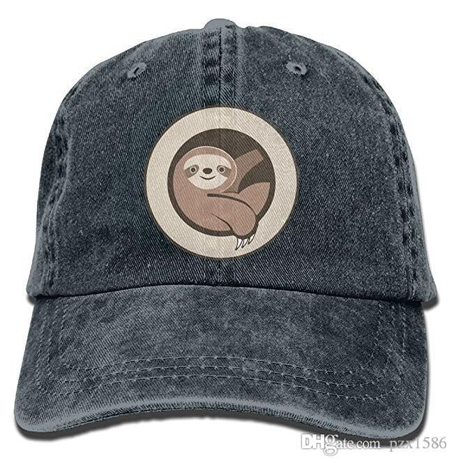

pzx@ Unisex Adult Lazy Cartoon Sloth Circle Dyed Washed Cotton Denim Baseball Cap Hat, Grey